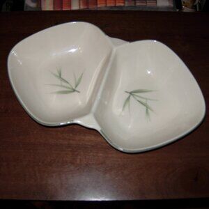 Vintage Winfield China USA Green Leaves 13" Divided Serving Bowl